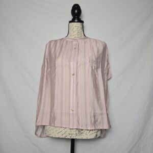 NWT Color Block Striped Button-Down Blouse - Pink & Cream - Size Medium